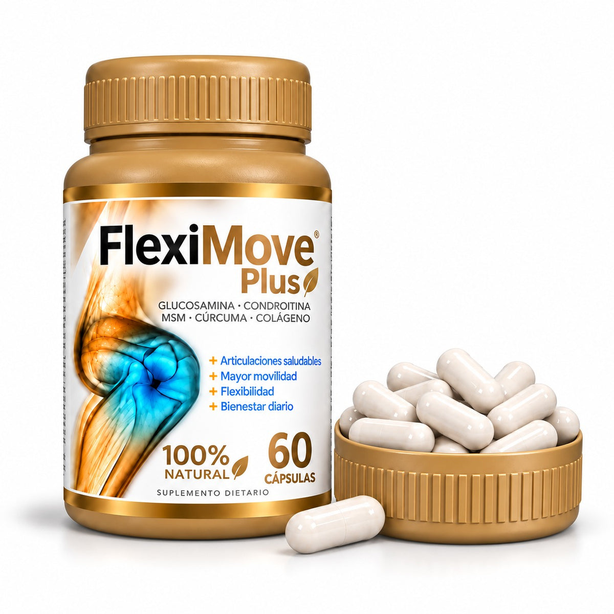 Fleximove Plus Suplemento Articular Con Glucosamina Y Colágeno 60 Cápsulas