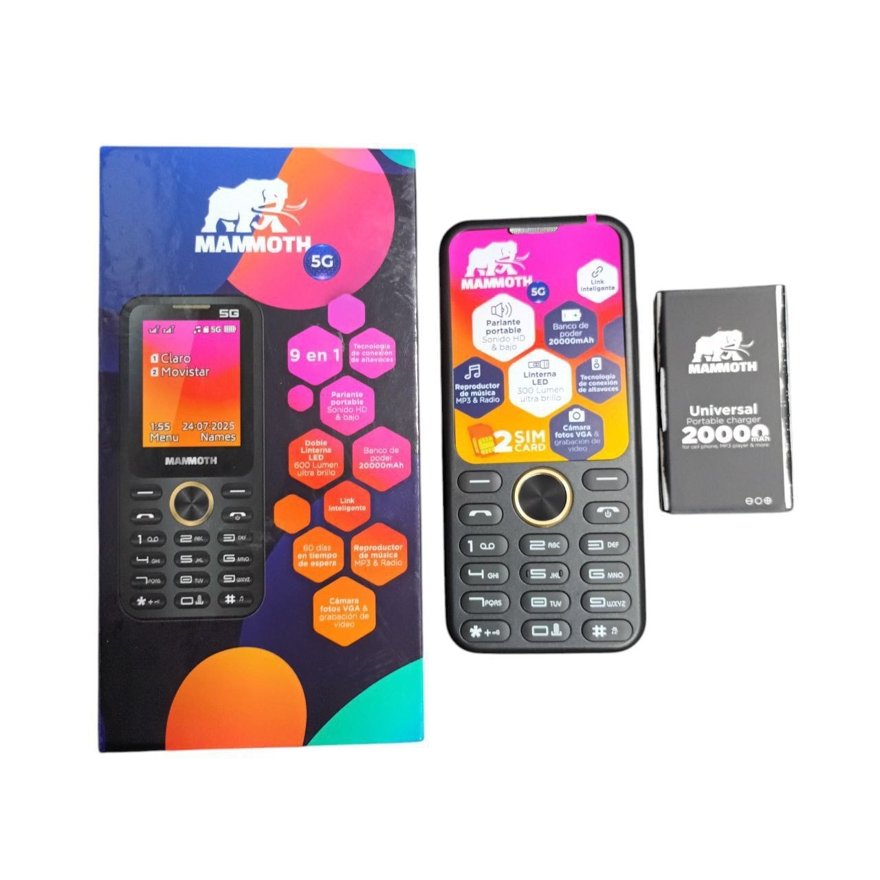 Celular MAMMOTH 5G Telefono PowerBank 20K mAh Triple SIM – Ultra Resistente
