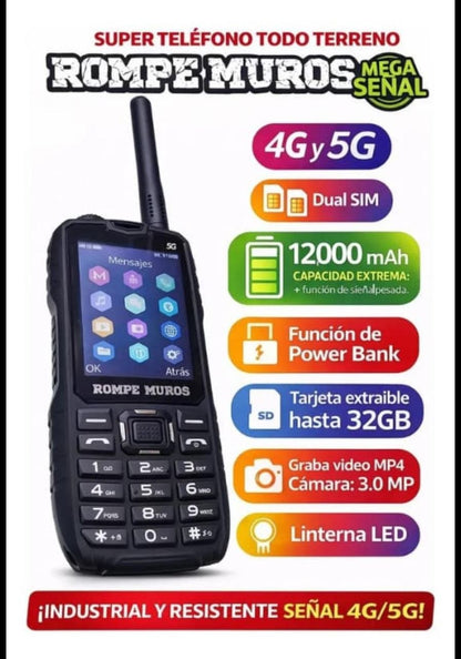 Celular Rompemuros 5G Dual SIM Señal EXTREMA Telefono con Batería 12K mAh 🔋⚡️